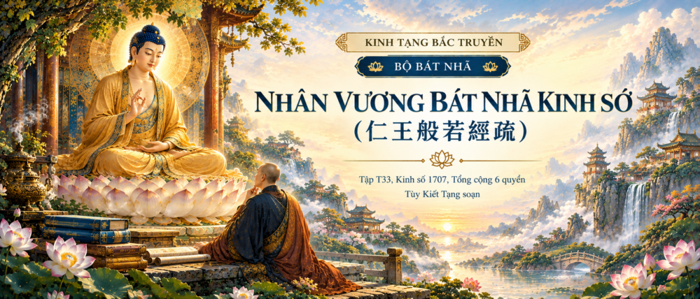 Nhơn Vương Bát Nhã Kinh Sớ [仁王般若經疏] thuộc tập T33, kinh số 1707, tổng cộng 6 quyển, – Tùy Kiết Tạng soạn»