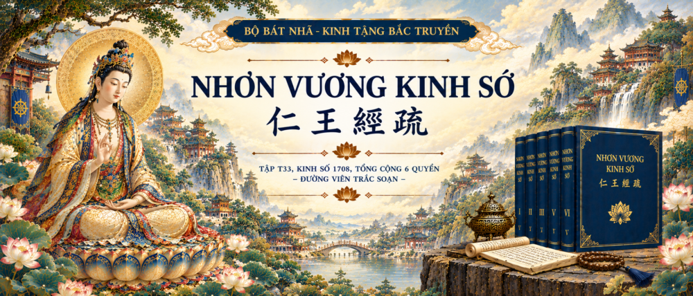 Nhơn Vương Kinh Sớ [仁王經疏] thuộc tập T33, kinh số 1708, tổng cộng 6 quyển, – Đường Viên Trắc soạn»